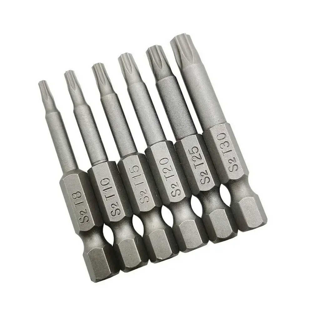 6pcs 50mm Magnetic Torx Screwdriver Bits 1/4\