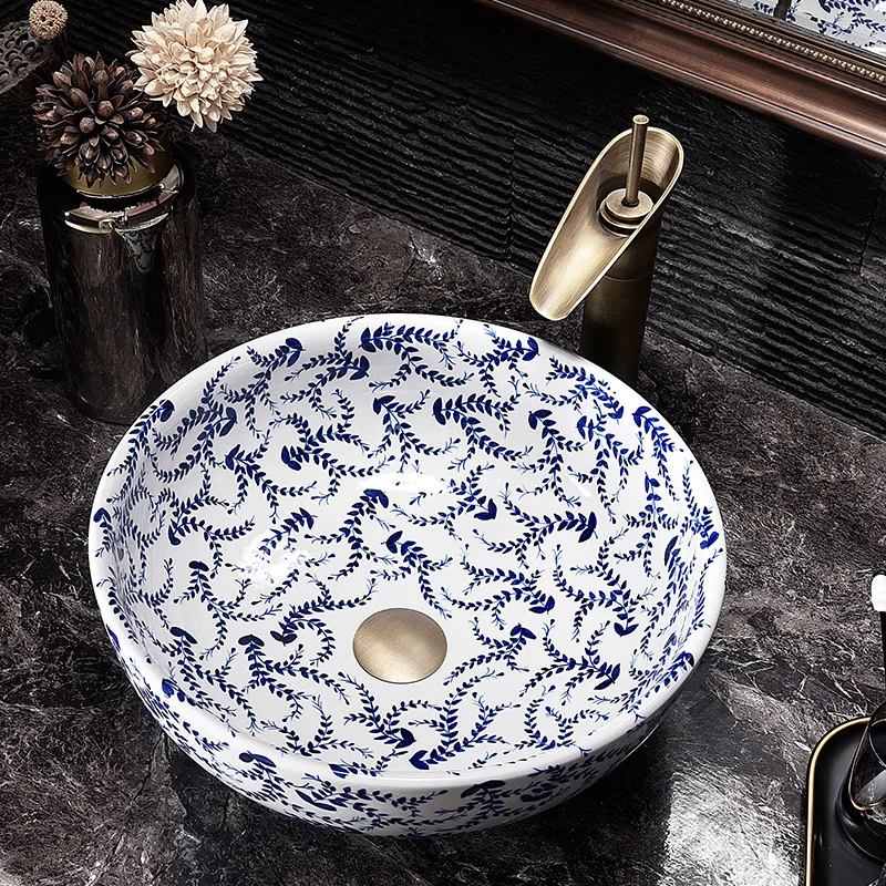 China Handmade Lavabo Washbasin bathroom sink bowl countertop Flower Shape Ceramic wash basin bathroom sink