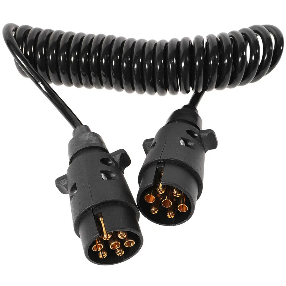 

Tpu Coiled Trailer Extension Cable Black Flexible Elevator Coil Power Wire for Rv Flatbed Tail Light Wiring Harness