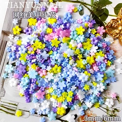 100 pçs japonês mini flor arte do prego encantos acrílico cinco pétala flor jóias ornamento kawaii acessórios decorações manicure