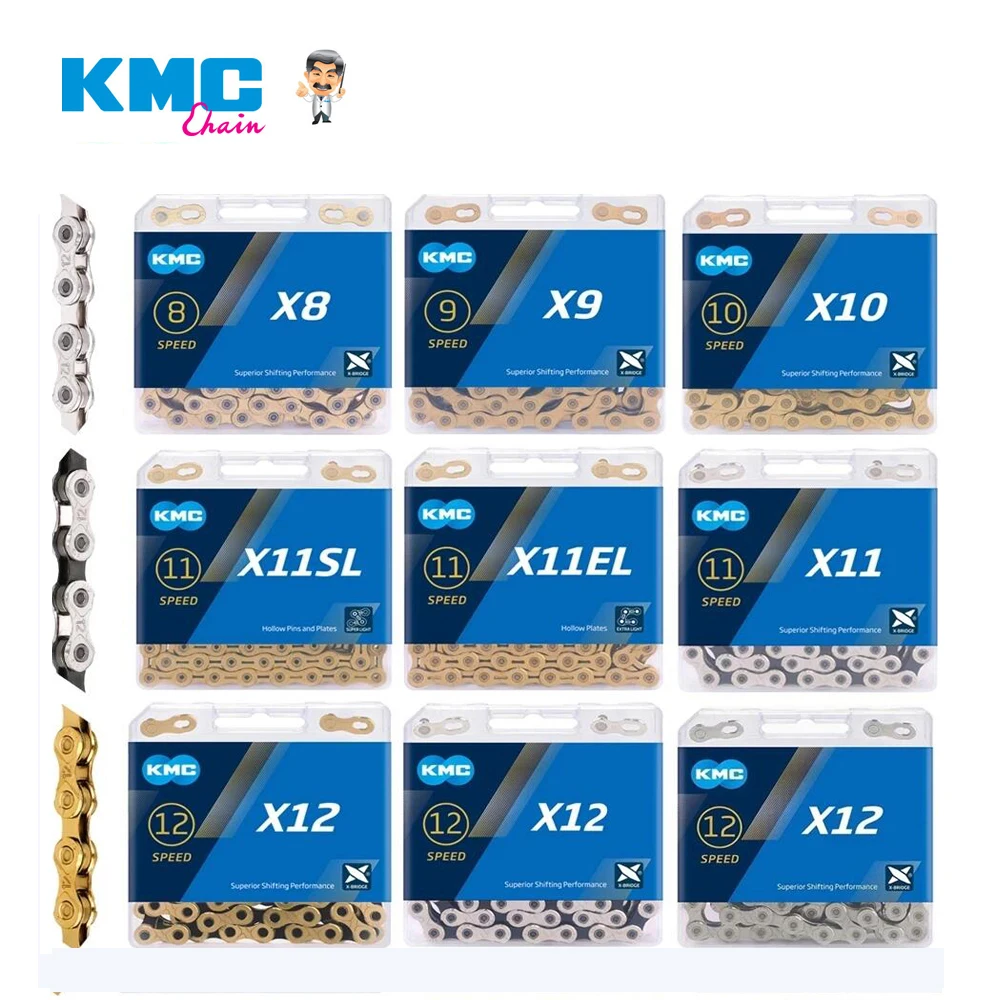 

KMC X8 X9 X10 X11 X12 EL SL Bicycle Chain Road bike MTB 8v 9v 10v 11v 12v 118L 126LBike Chain with Quick-Link for SHIMANO SRAM