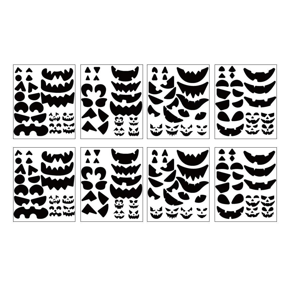 

8 Sheets Face Stickers Black Expressions Pumpkin Craft Stickers Craft DIY Decor Halloween Thanksgiving Vinyl Decals
