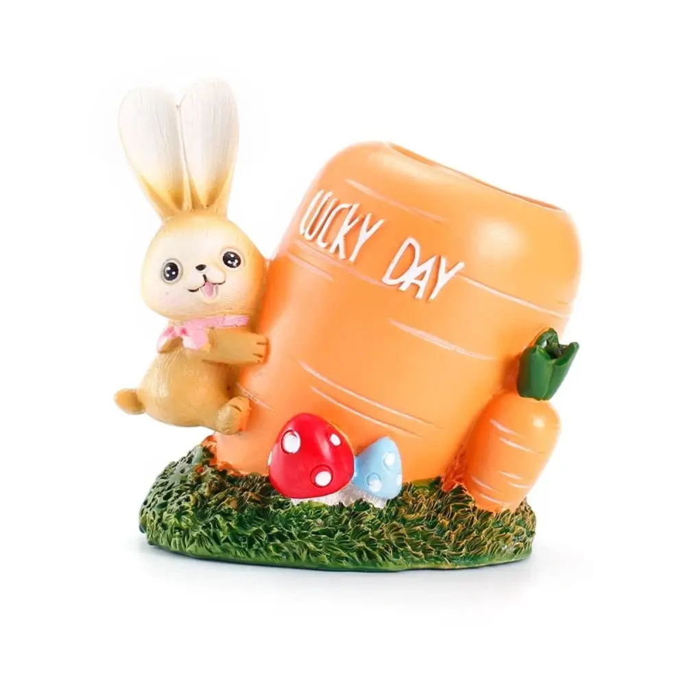 Украшение стола, держатель для карандашей, кролик, морковь, настольные украшения, держатель для ручек, офисное хранилище, полимерный стол, органайзер для канцелярских принадлежностей для дома