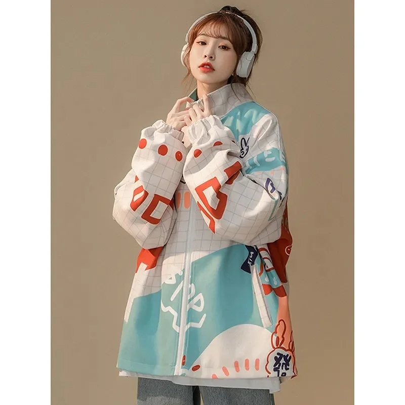 

Graffiti Jacket womens Harajuku Style 2024 Spring Autumn New Korean Versatile Trench Coat Female Loose Windbreaker Jackets