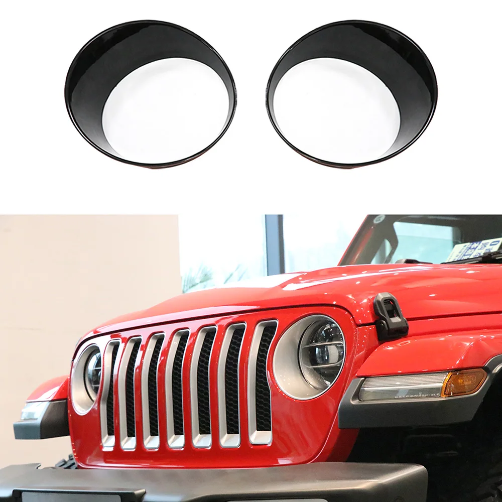 SXMA JL1009 LED Headlights Bezel Visor Trim Ring Suitable for Jeep for WranglerJL2018+ without the Original Grill Insert