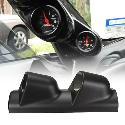 Imagen 1 del producto Soporte Universal para medidores de coche, soporte de montaje para taza de calibre, 2 pulgadas, 52mm, 2/3 agujeros, conducción A la izquierda, pilar A, negro, fibra de carbono