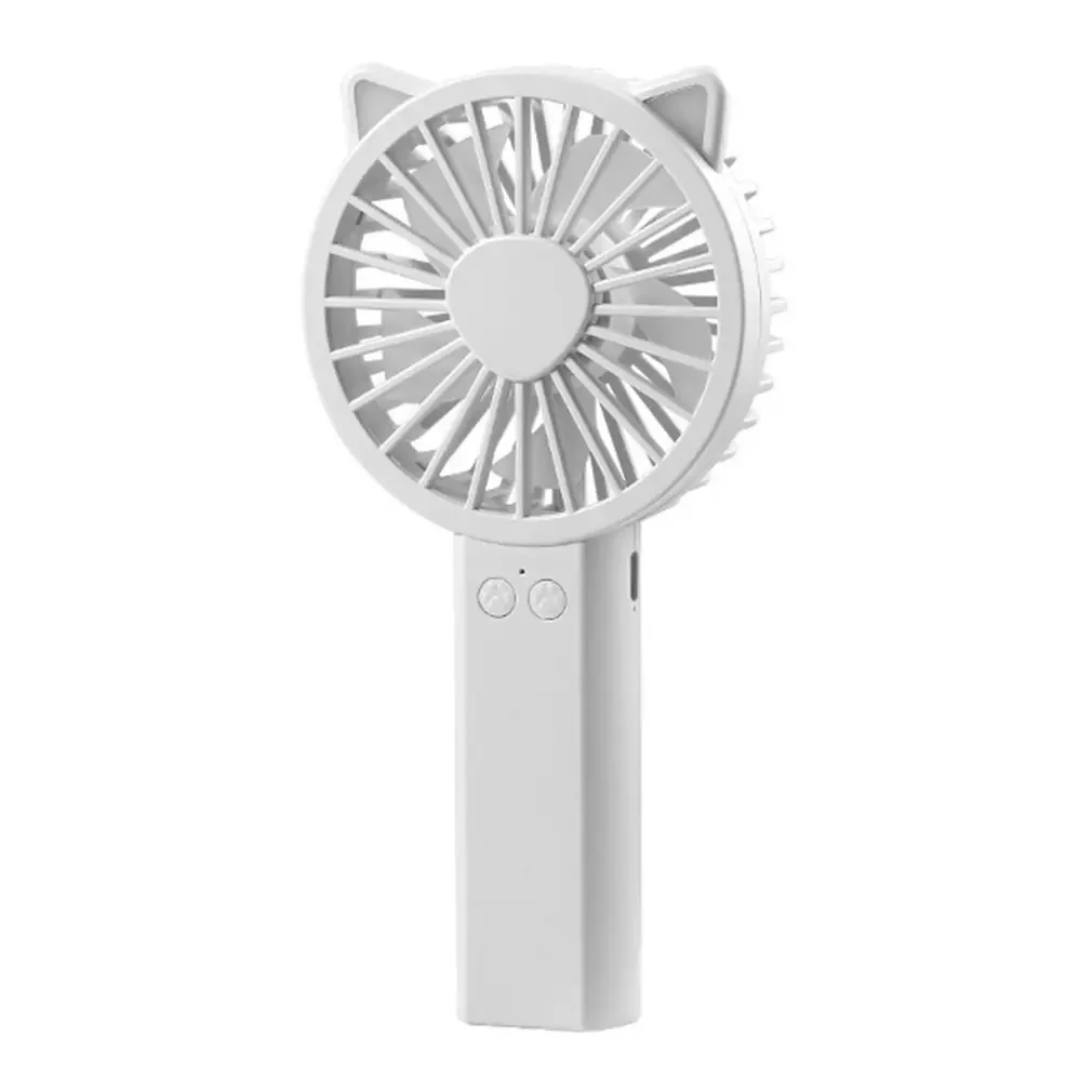 Mini Fan USB Rechargeable Adjustable 3 Speed Cute Cat Hand-Held/Desktop LED Lamp Cooler Ventilator