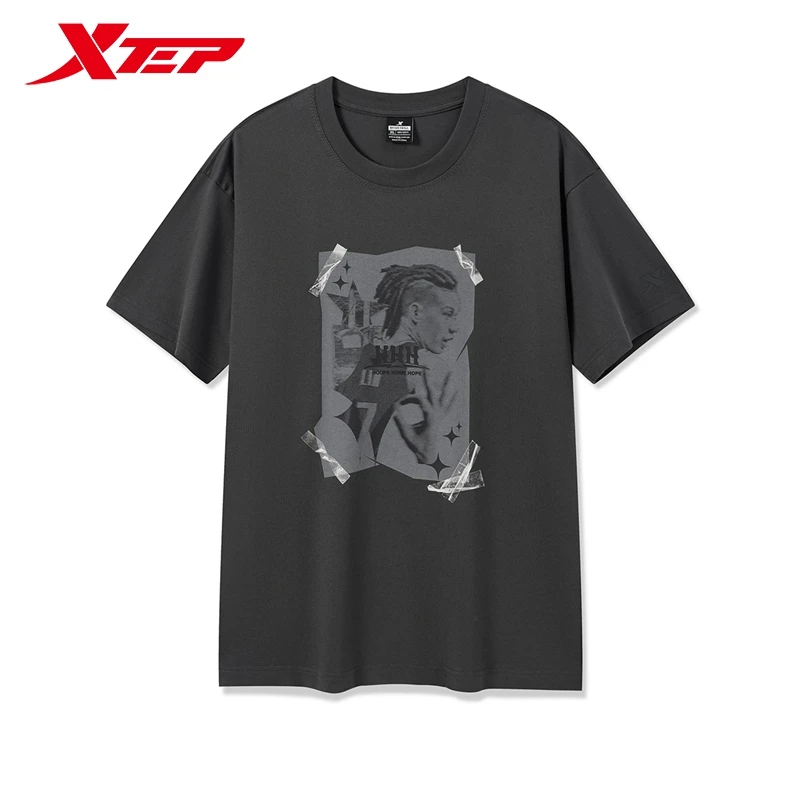 Xtep Short Sleeve Knitted Shirt For Men 2024 Summer Fashion Men\'s T-shirt Comfortable Street Style Outdoor Tops 976229010034