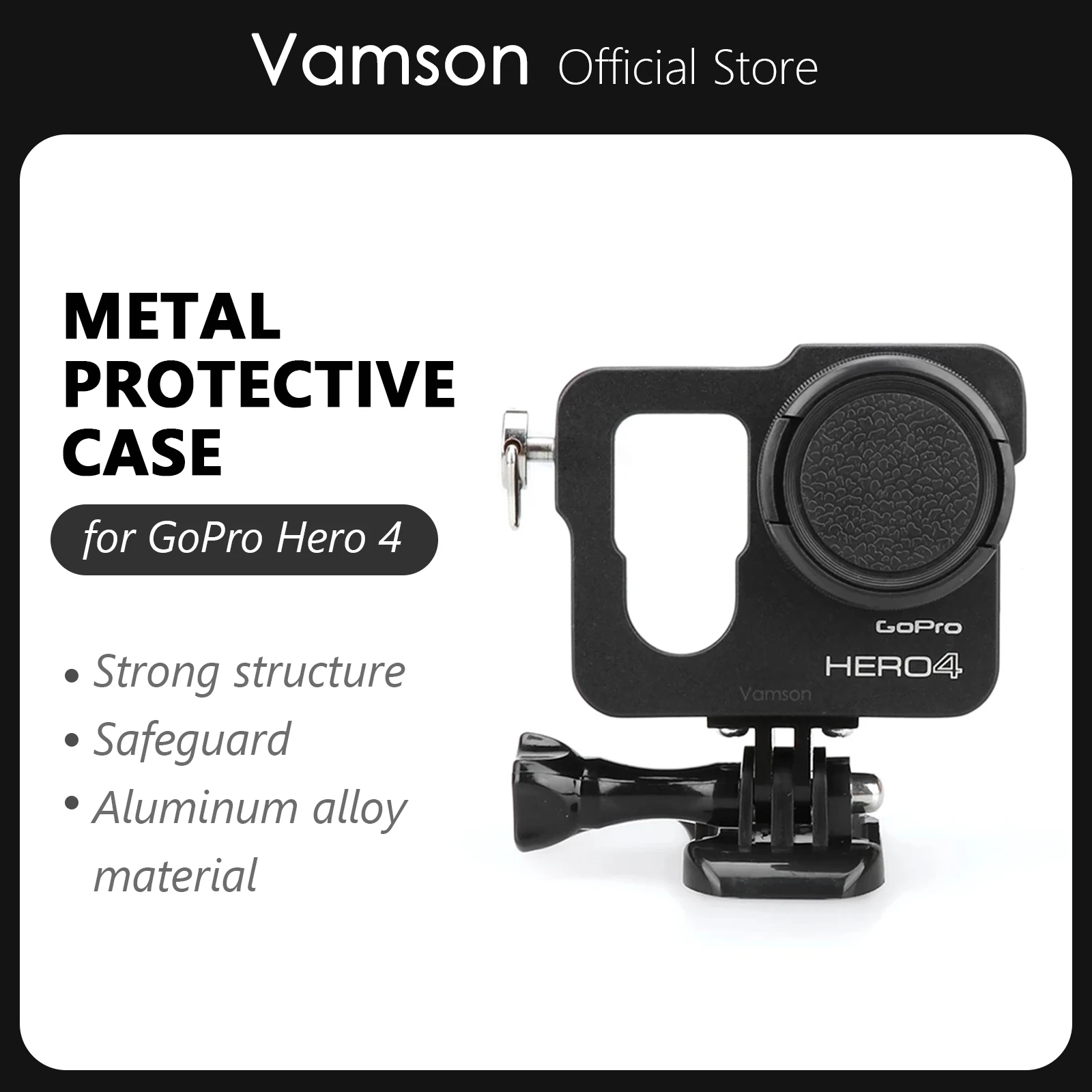 Vamson สำหรับ Gopro Hero 4อุปกรณ์เสริมอลูมิเนียมโลหะป้องกันกรณีกรอบ CNC + ฝาครอบเลนส์กรองสี5สี VP636