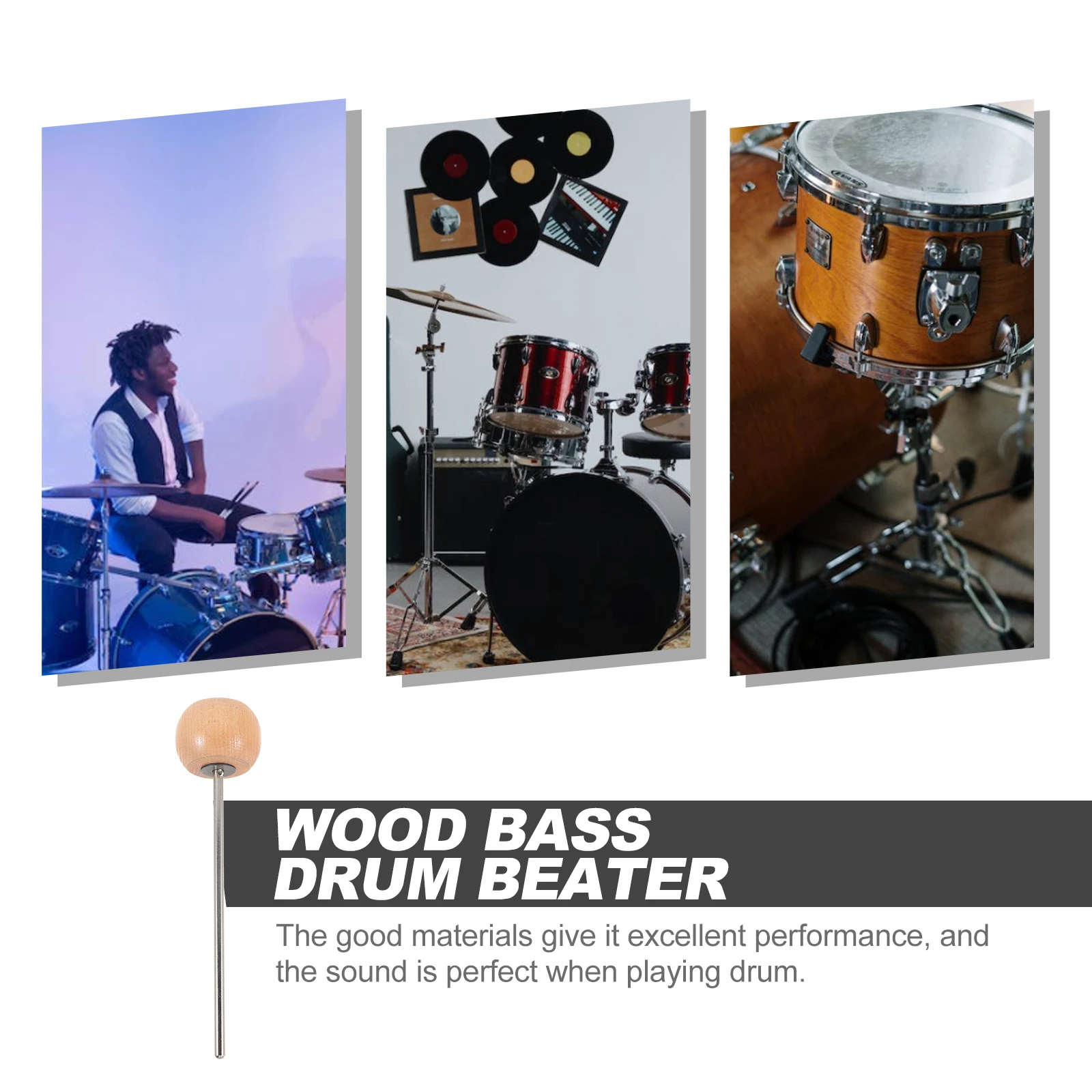 Wood Bass Drum Drum Pedal Mallet Head Percussion Accessory Drum Kick Wooden Drum Pedal Hammer Drum Replace Part