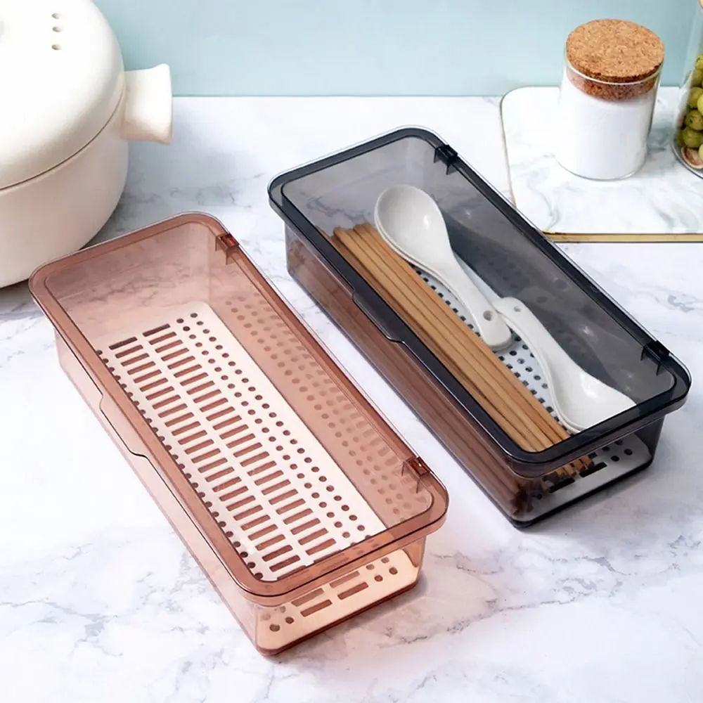 Multifunctional Cutlery Holder Plastic with Cover Utensils Storage Box Organizer Box Extended Chopstick Cage Chopstick Holder