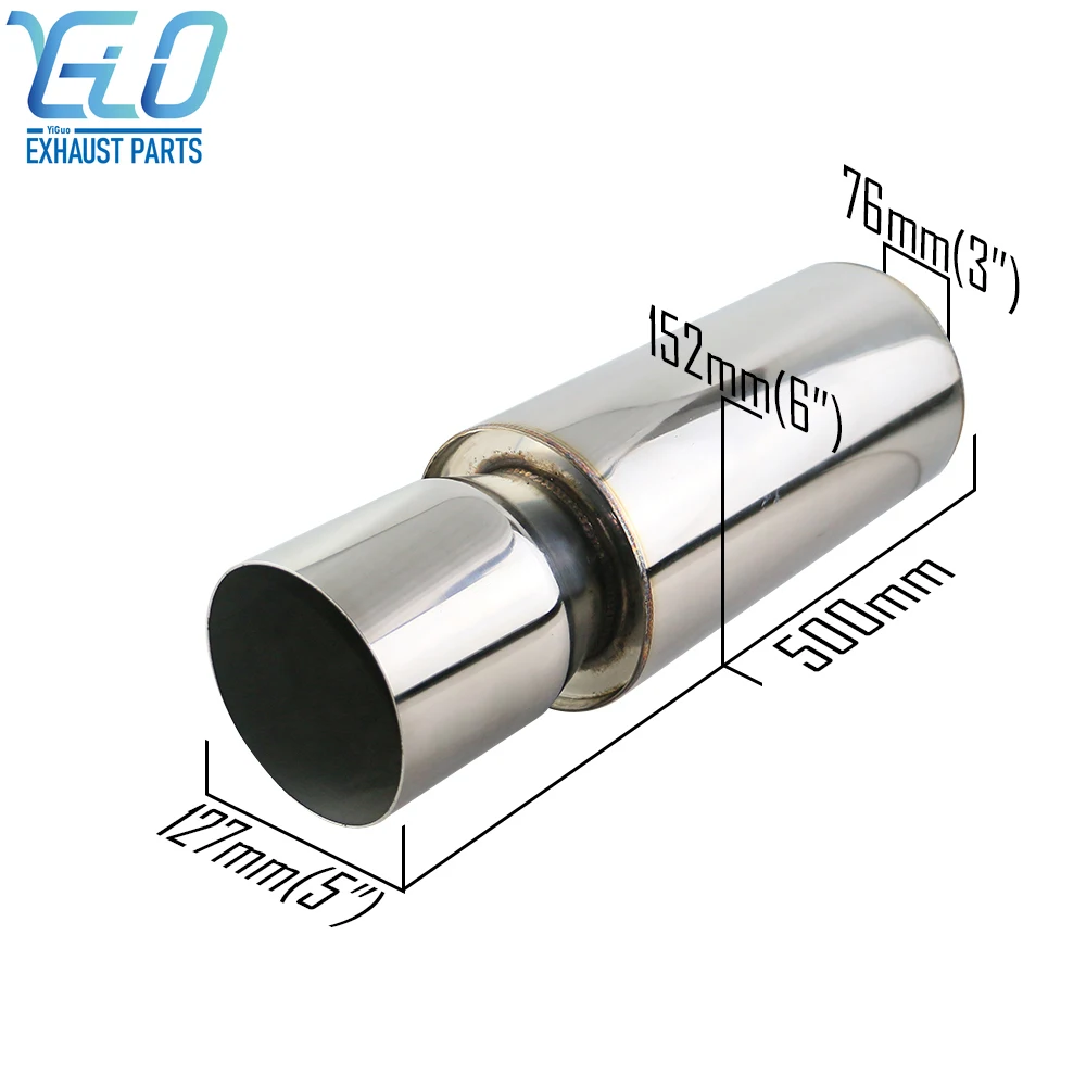 Car Exhaust Pipe Muffler Straight Tail Pipe Universal Stainless Steel Interface 63mm 76mm Racing Muffler