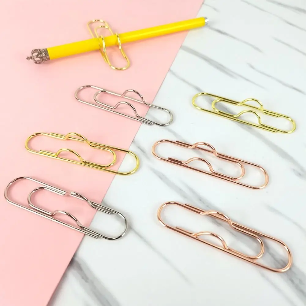 

10pcs Stationery Colorful Pen Holder Document Clips Paper Fix Clips Paper Clips Ticket Clip Photo Memo Bookmarks Journal