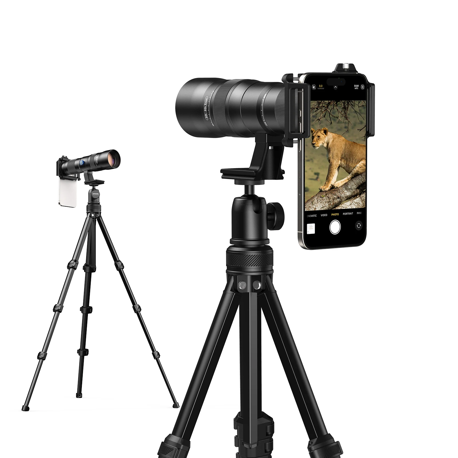 APEXEL 20x-60x Telephoto Zoom Lens Universal Phone Telescope Lenses with Metal Tripod for Camping Bird-watching iPhone Android