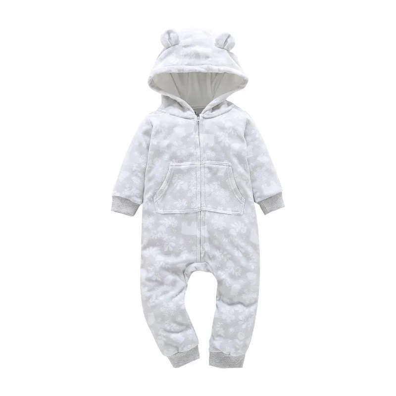 Warm Baby Rompers 2023 Autumn Winter Cartoon Hooded Fleece Baby Girls Costume Newborn Babies jumpsuits