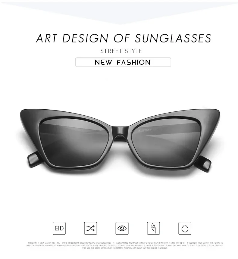 Klassische Vintage Sexy Cat Eye Sonnenbrille Frauen Marke Designer Retro Übergroßen Cateye Weibliche Sonnenbrille UV400 – Detail 7
