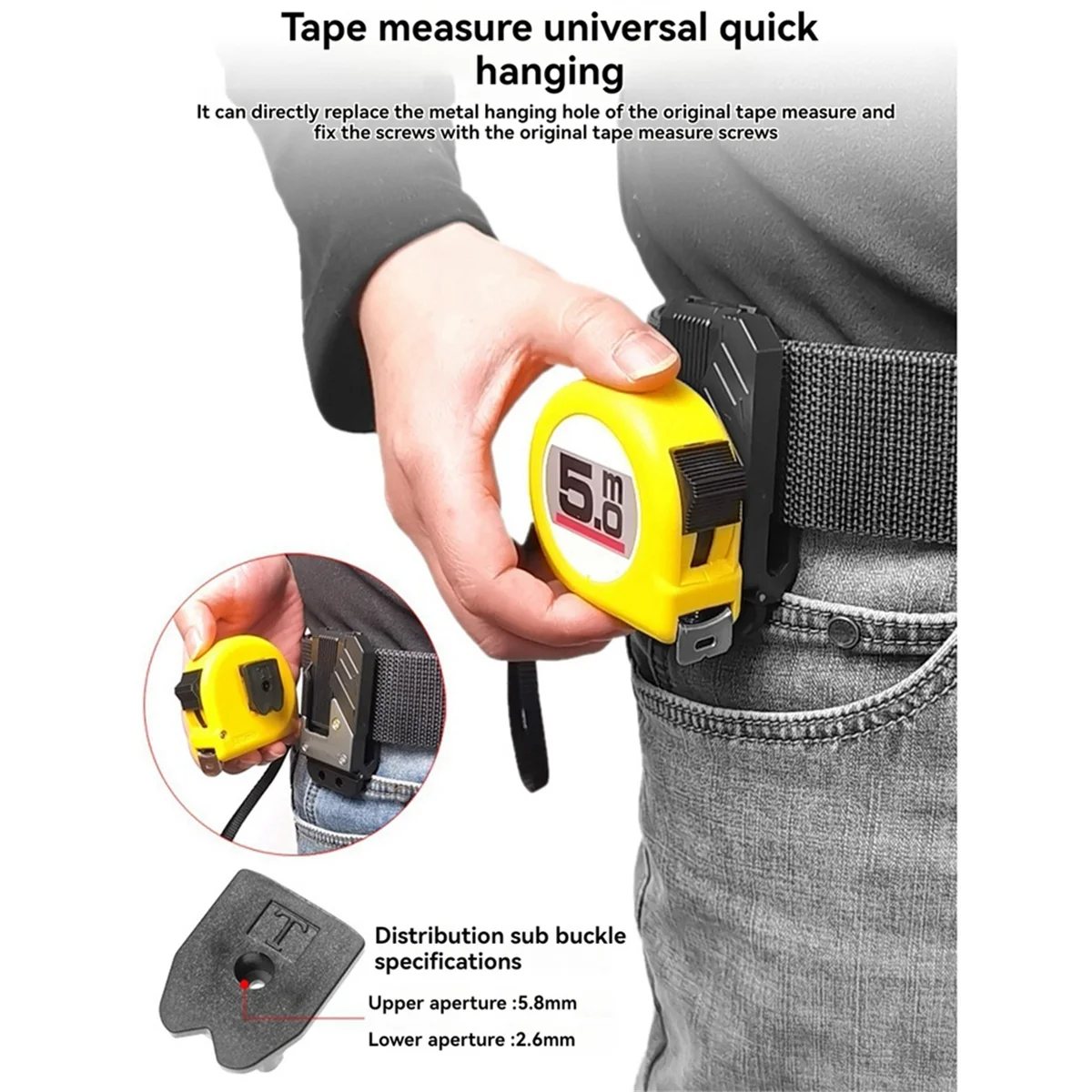 Electric Drill Tape Belt Tape Measure Holder Hanger Holder Clip-on Tape Measure Holder for Belt Tape Measure