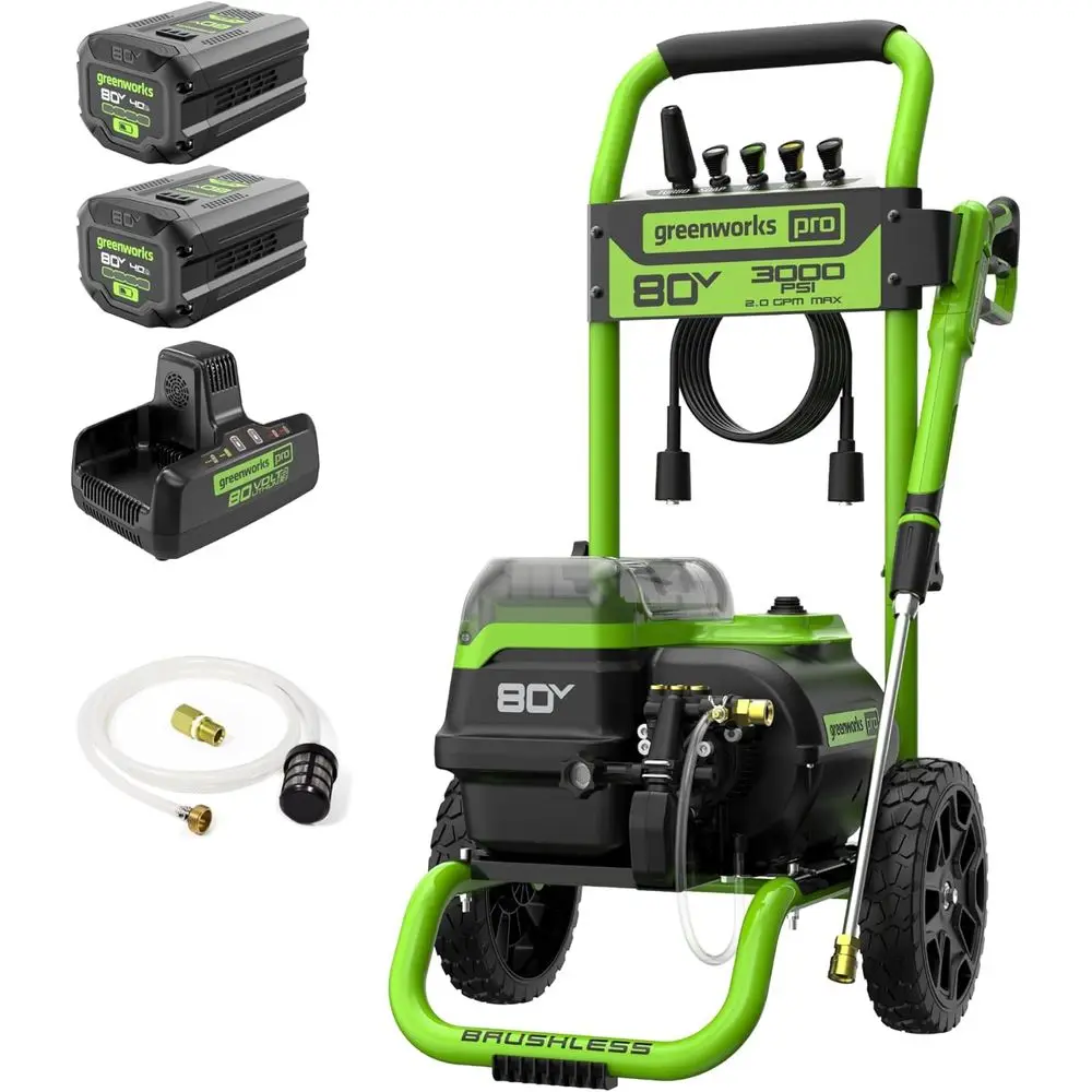 

80V 3000 PSI Prure Washer (2.0 GPM), (2) 4.0Ah Batteries and Dual Port Ra, Powerul Enough to Remove Pesky Dirt and Grime on Sidi