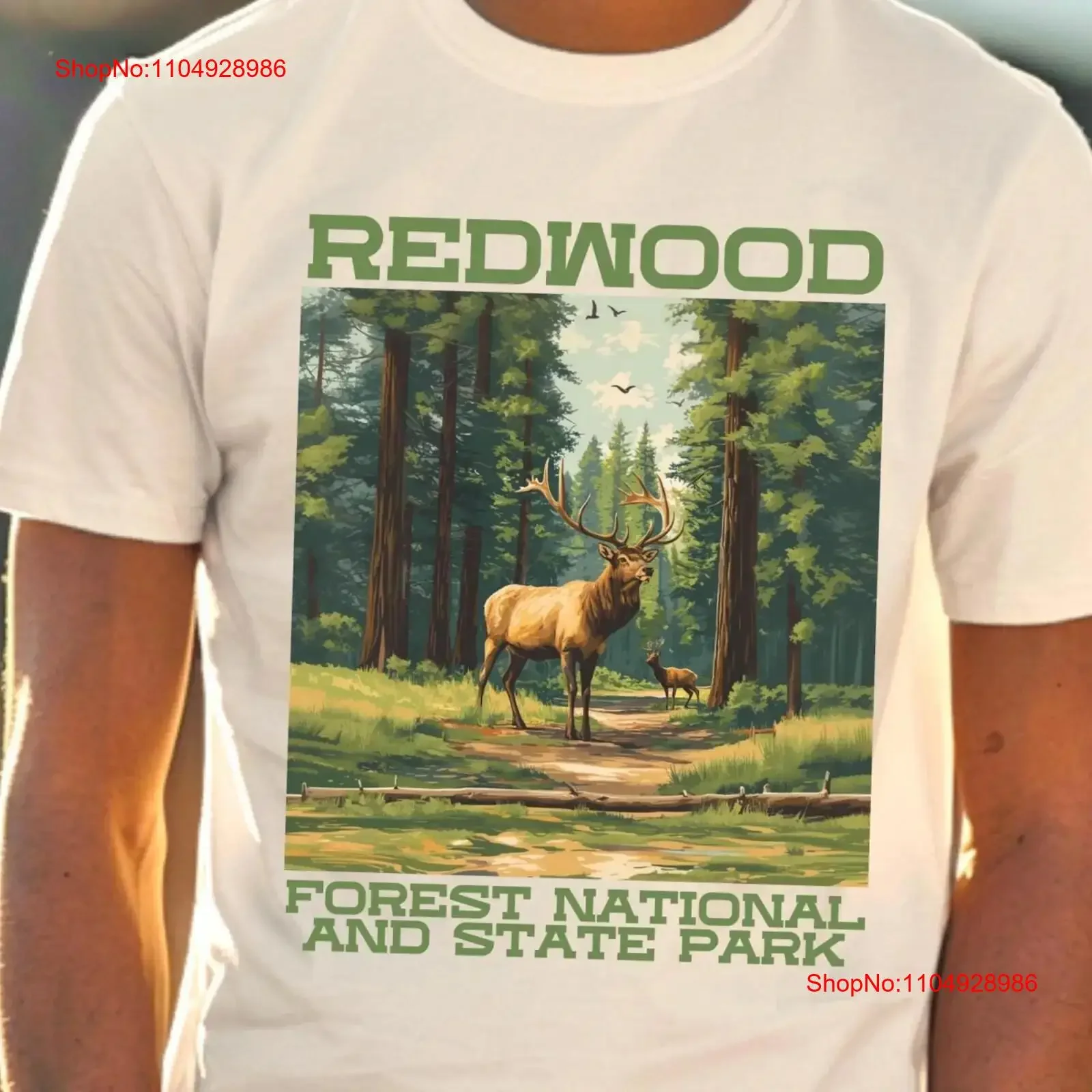 Camiseta de alce de parques nacionales del bosque de Redwood, Camping, montaña, amante al aire libre, aventura para caminantes, campistas, Granola, niñas, vintage