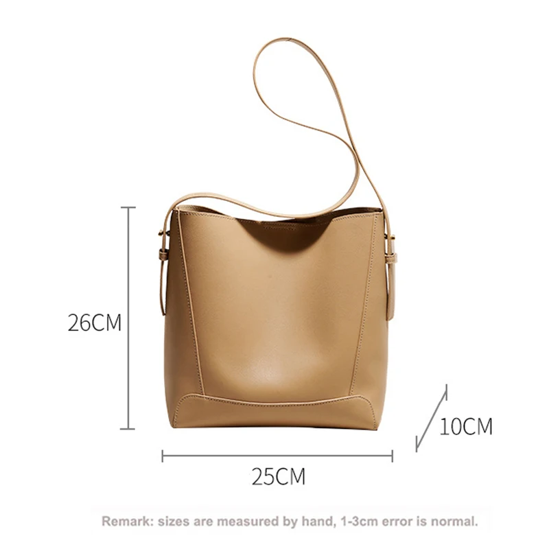 High Quality Women Bucket Solid Bag Split Leather Lady Luxury Handbag One-shoulder Messenger Girl Commute Tote High-capacity