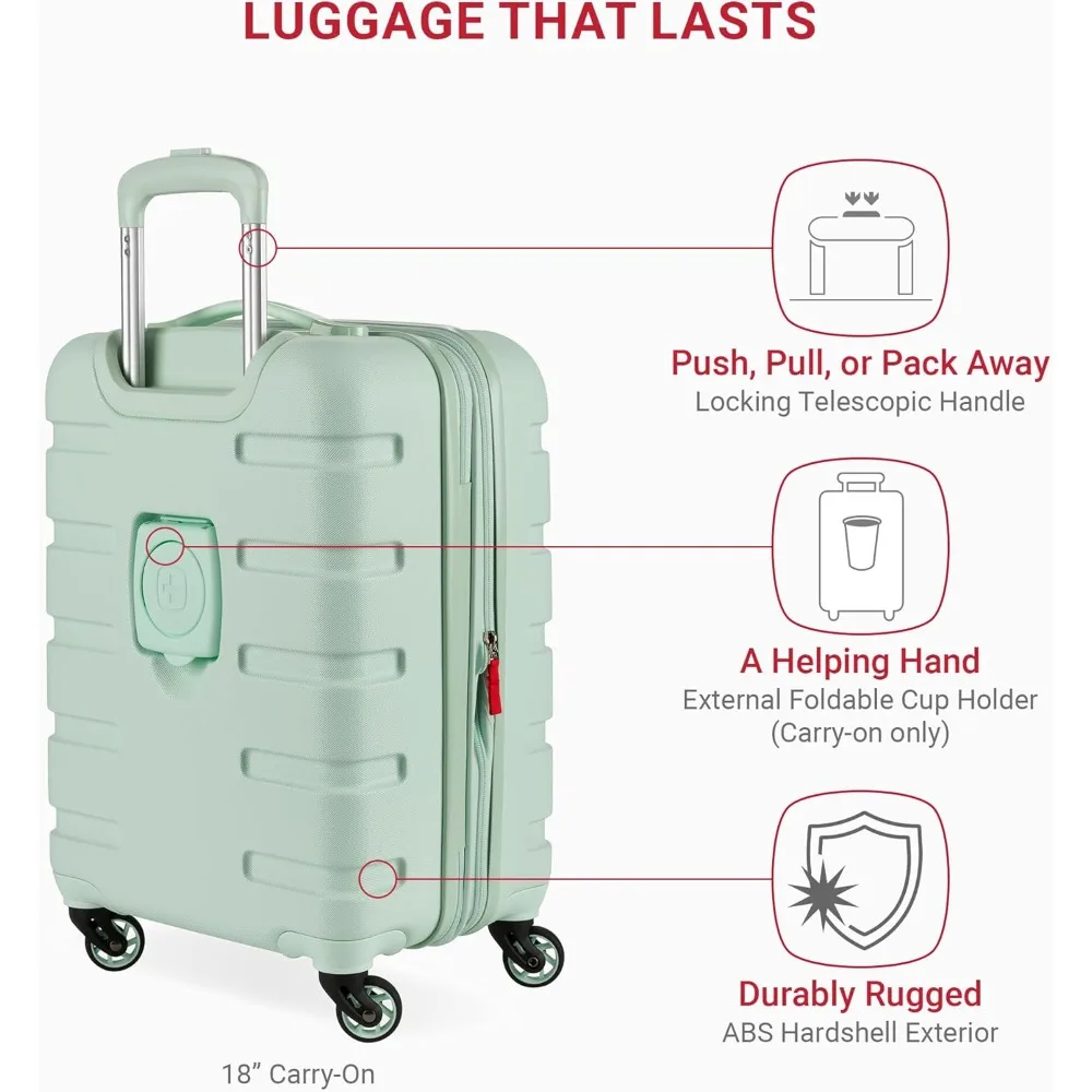 Bagage Extensible Rigide avec Roues Rotatives, Aqua, 3 Pièces (SM/MD/LG)