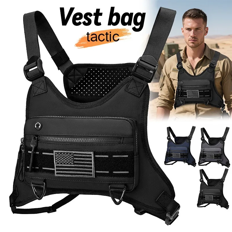 

Casual Trend Cycling Vest Bag Hiking Vest Pack Men's Chest Bag Work Backpack Running Fitness Bag