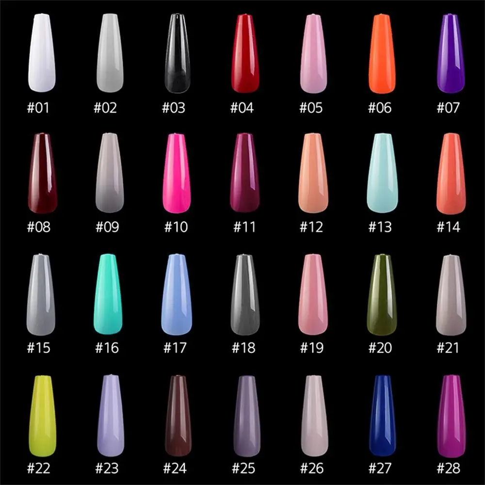500pcs Colorful False Nails Long Ballerina Coffin Shape UV Shiny Extra Long Full Wrap Solid Color Ballerina Nails