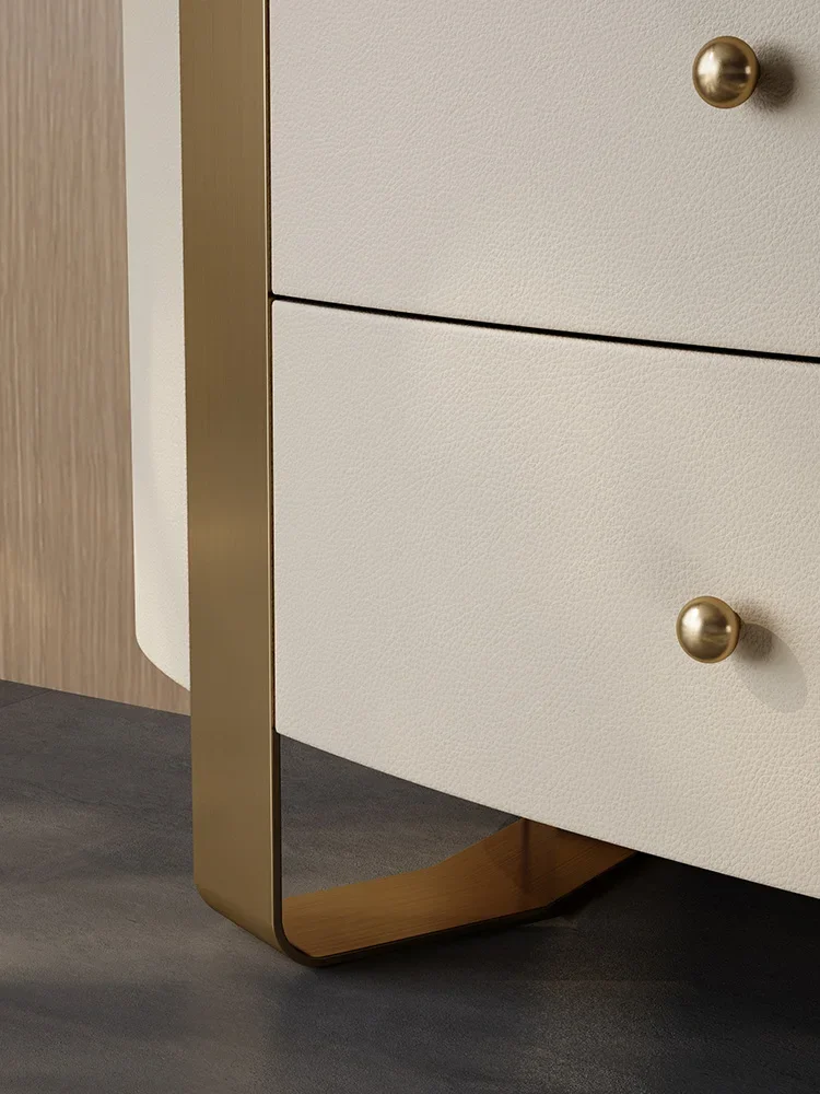 Natural Marble Sideboard Cabinet High-End Entry Lux Chest of Drawers Integrated Stainless Steel Locker