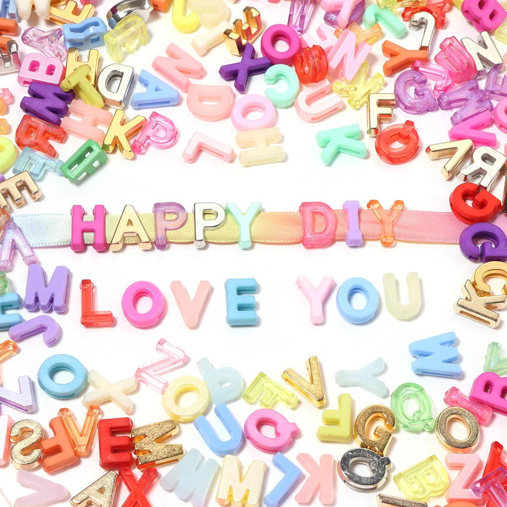 45g Mixed Alphabet Letter Beads Big Hole Acrylic Beads Charms For Jewelry Making DIY Bracelet Necklace Keychain Shoelaces Crafts