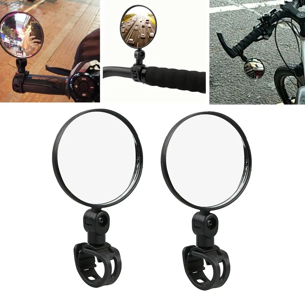 2 kit Universal Mini Rotary Rear View Bike Cycling Handlebar Glass Mirror