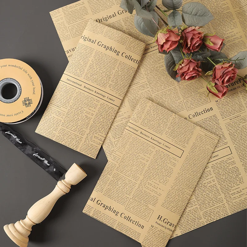 Hysen 10Pcs Vintage English Newspaper for DIY Craft Gift Wrapping Papers Present Kraft Paper Flower Wrapping Paper