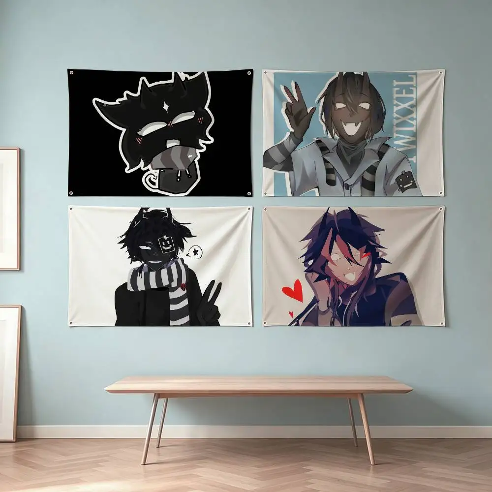 Twixxel-S Half Demon Flags Wall Hanging Tapestry Outdoor Garage Room Decorative flag Background Blanket