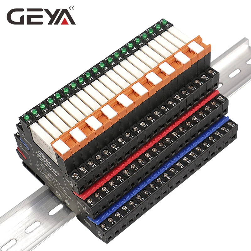 GEYA 41F Slim Relay Module Shorting Bar Busbar Jumper Fast Wiring Plate Black Red Blue