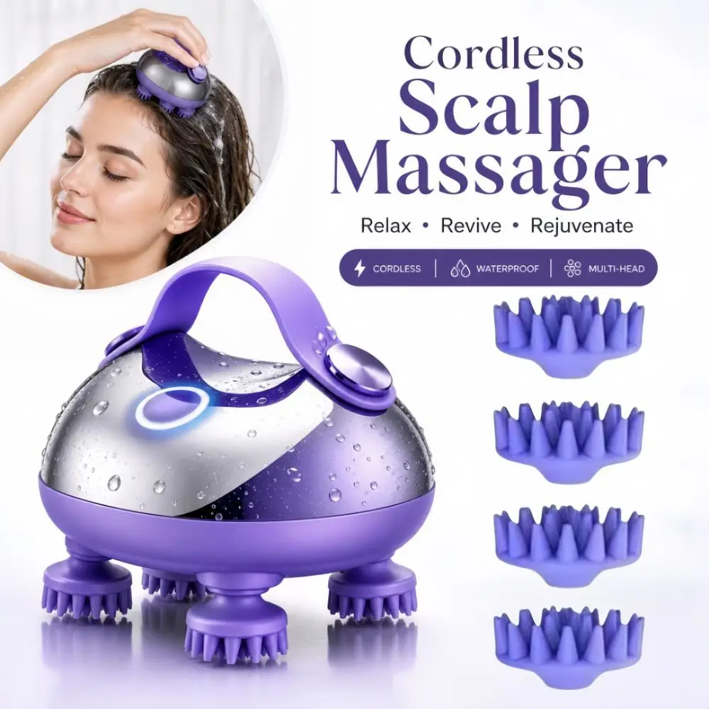 Professional Mini Cordless Scalp Massager 4 Claws Waterproof Head Massager Relieve Stress Multipurpose Cat Head Scratcher