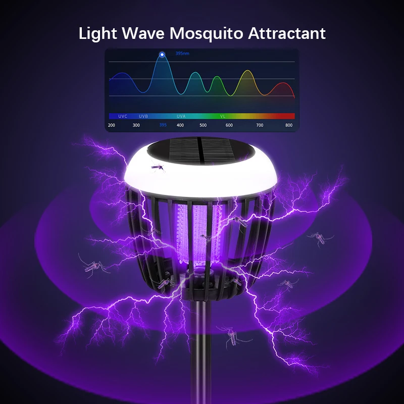 LED Solar Light Mosquito Killer Lamp Waterproof Lighting Mosquito Repellent Lamp External Fly Trap for Outdoor Garden Patio Use