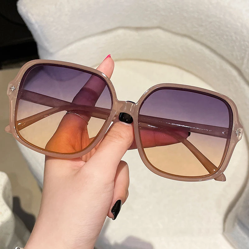 

Outdoor UV400 Sunglasses Gradient Square Frame Transparent Trend Sunglasses Oversized Finished Optical Sun Glasses Goggles