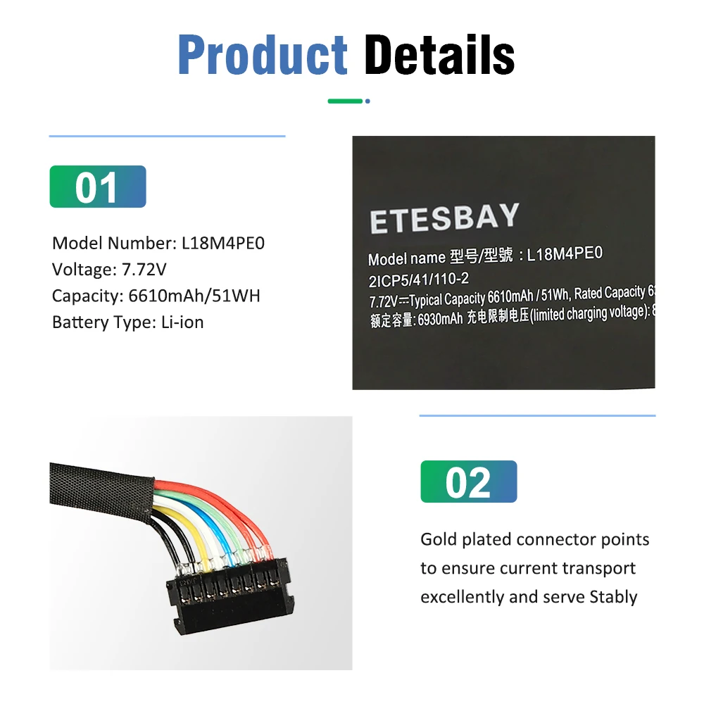 ETESBAY L18M4PE0 L18L4PE0 Laptop Batterij Voor Lenovo Yoga C740-14IML 81TC000JUS Serie 5B10W67185 5B10U40210 5B10W67296 5B10U4020