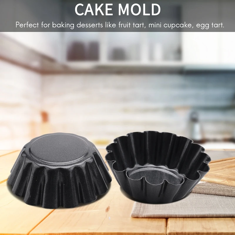 Non-Stick Tart Quiche Flan Pan Mold Muffin Cup Pie Pizza Cake Mold Cupcake Egg Tart Tartlet Baking Mold 8Pcs