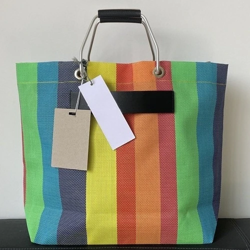 Nuevo bolso tejido de paja, bolso de compras informal, bolso, bolso de mano, con rayas de colores