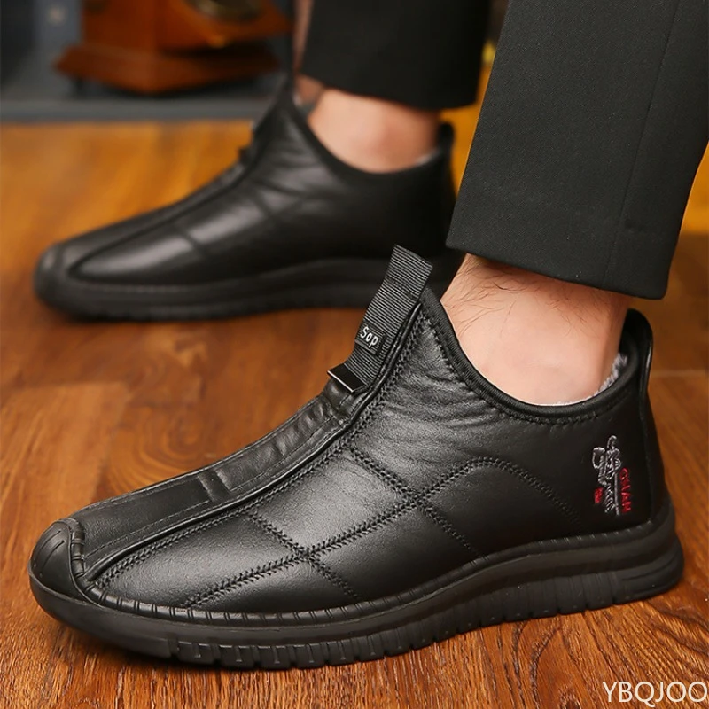 

Men's Cotton Shoes with Thickened Fleece and Warmth for Autumn and Winter Anti Slip and Healthy Walking Elderly Cotton Boots
