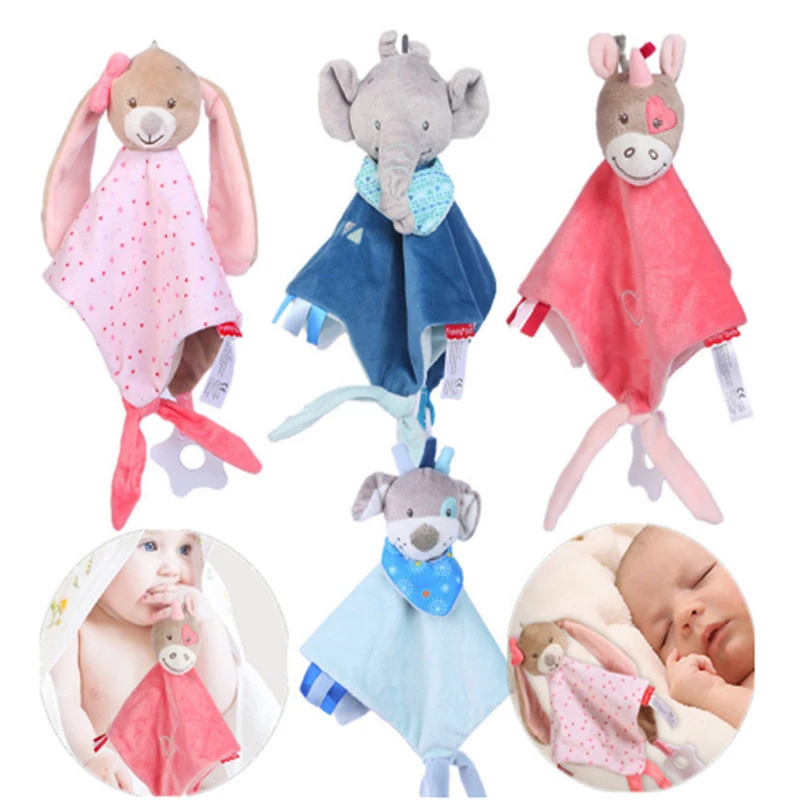 Baby Towels Newborn Baby Comforter Soothe Appease Towel Animal Rabbit Plush Dolls Soft Security Rattles Bed Bell Saliva Towel