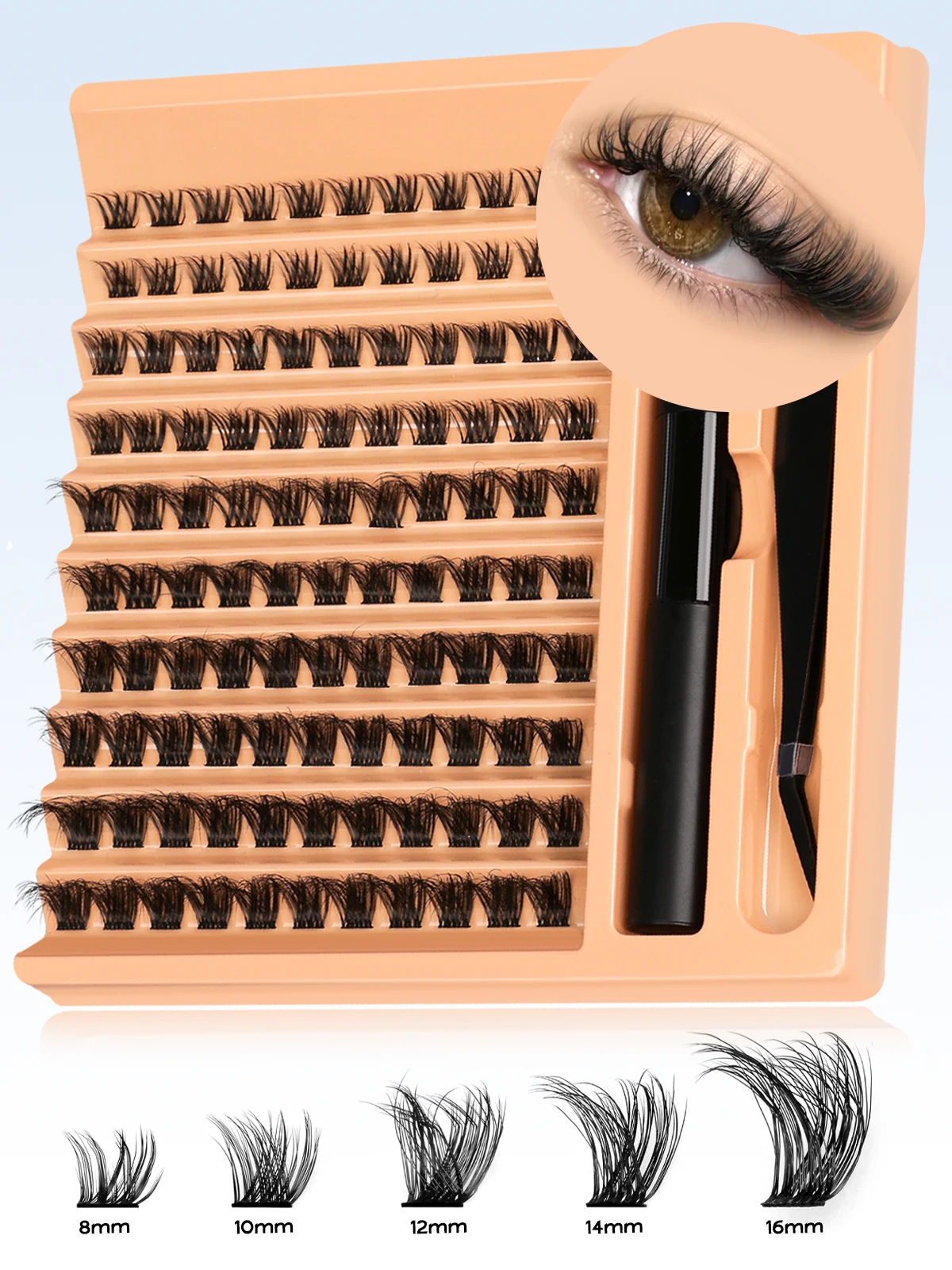 GROINNEYA Cluster Wimpern Kit DIY Wimpern Wimpern Cluster Set Wimpernverlängerung Kit Wimpernbindung und Dichtung und Wimpernpinzette
