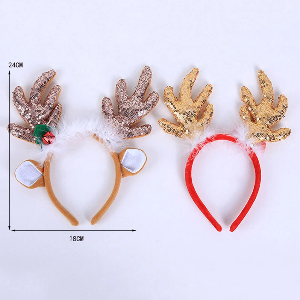 

Creative Sequin Party Headwear Christmas Hair Hoop Antler Hair Hoop For Adults Fun Ear Design Non-Slip Headdress