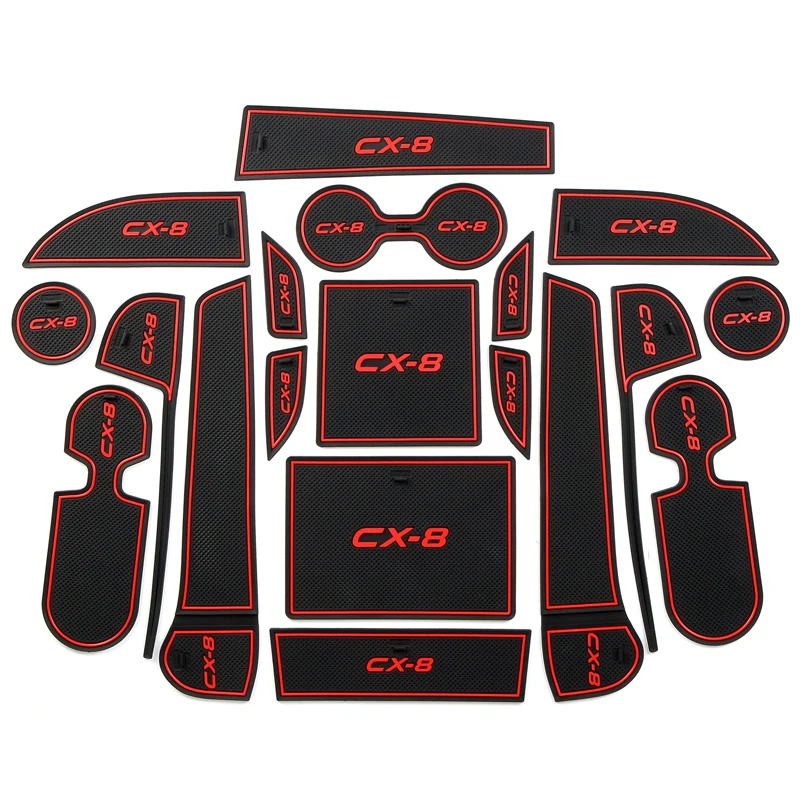 Rubber Mat Door Mat Anti-slip Cup Pad For Mazda CX-8 CX8 CX 8 2013 2014 19pcs Interior Decoration Accessory Gate Slot Pad
