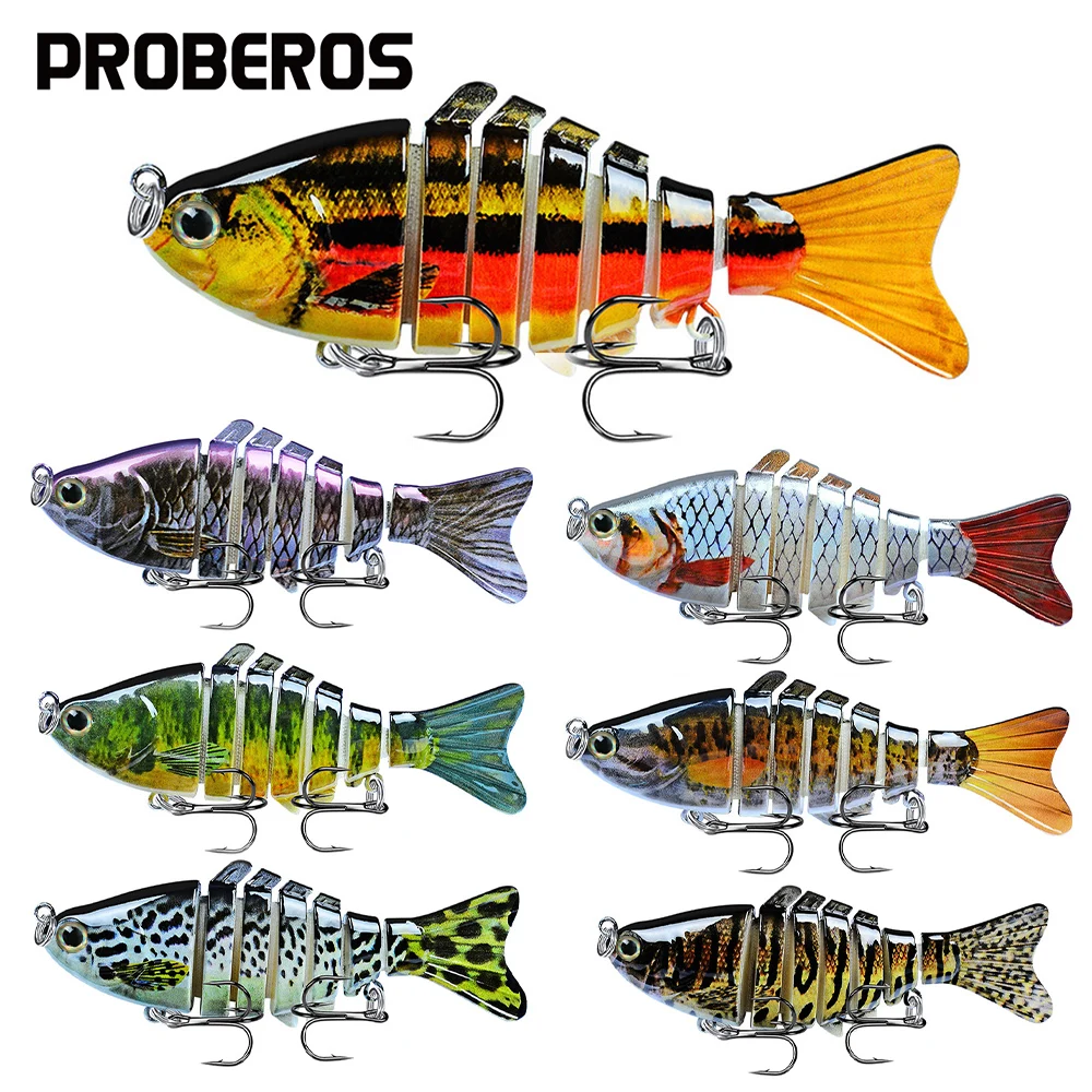 Proberos Multi Jointed Fishing Lure Slow Sinking Bionic Segmented Bait 10cm/15.5g Wobble Tackle for Freshwater Saltwater Pesca