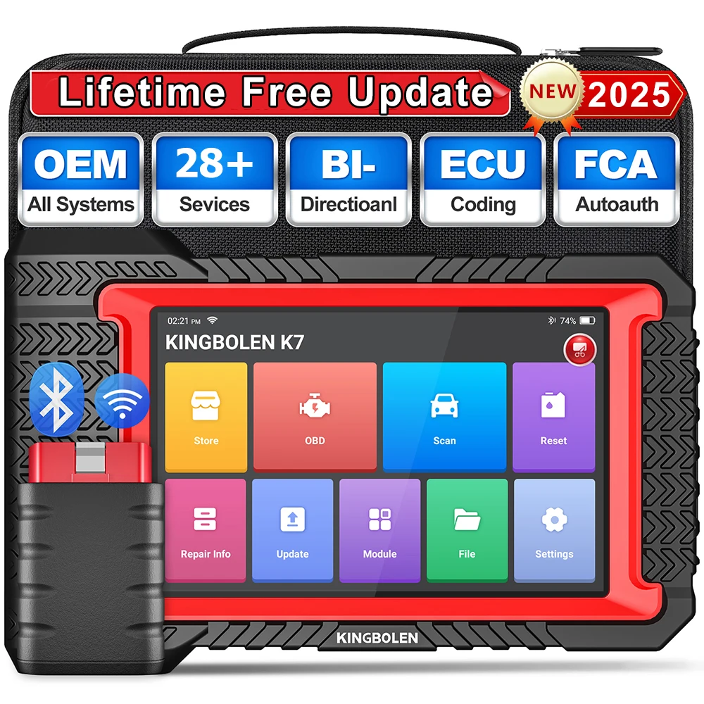 

KINGBOLEN K7 Автомобильный диагностический инструмент Полная система OBD2 Сканер Кодирование ЭБУ Активный тест 28 сбросов Сброс AF Пожизненное бесплатное обновление Сканирование