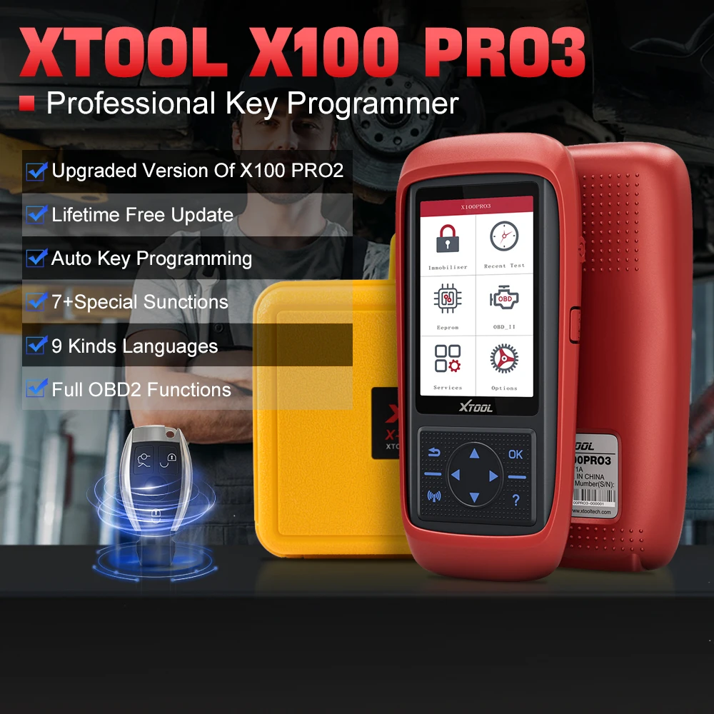 XTOOL X100Pro3 Key IMMO Programming Tool With EEPROM Adapter 13+ Reset Function Full OBD2 Car Code Reader Free Lifetime Upgrades