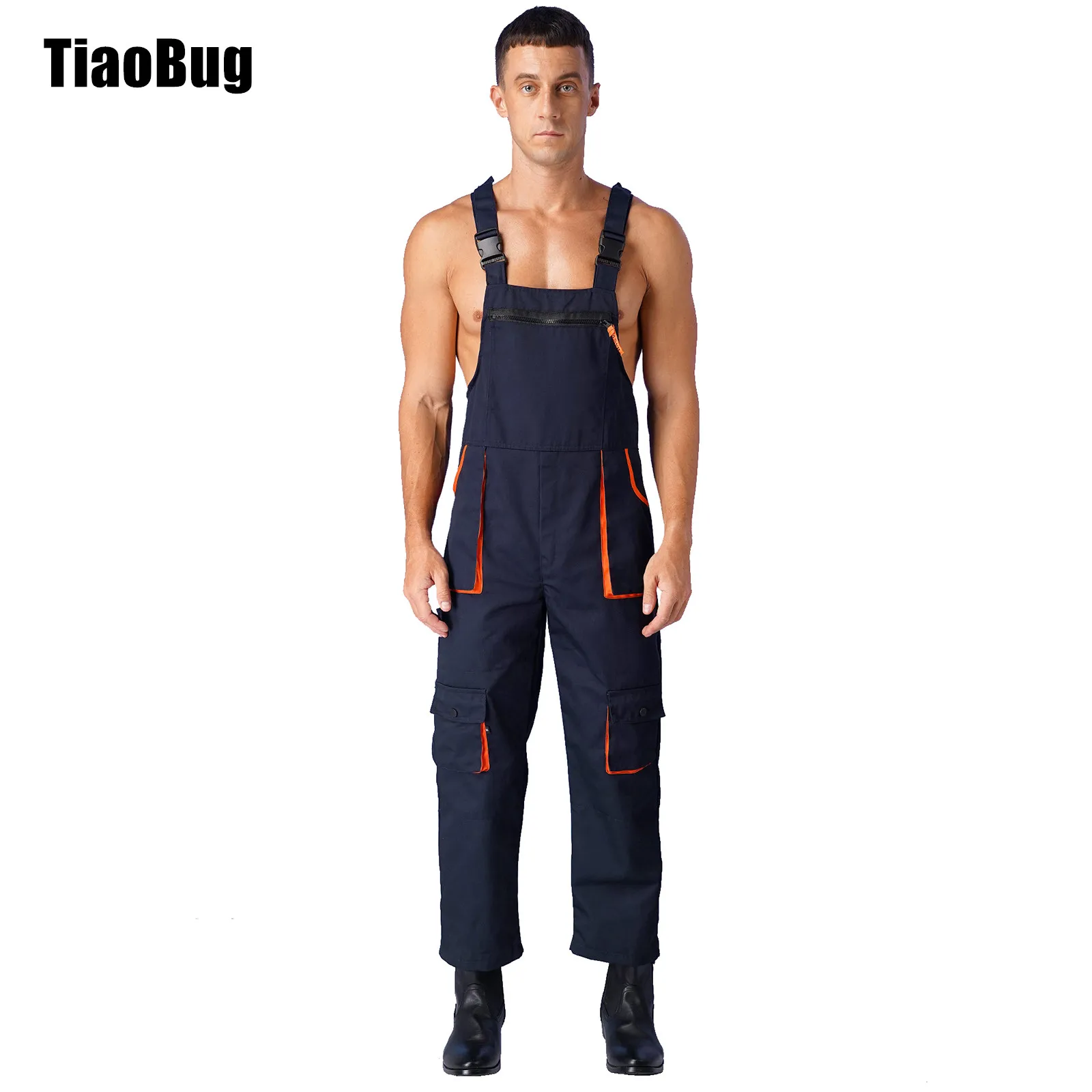 

Mens Wear Resistant Overalls Jumpsuit Adjustable Straps Multiple Pockets Work Dungarees Male Bib And Brace Coveralls