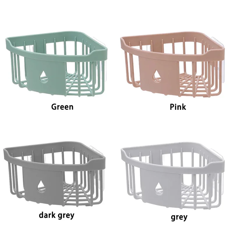Plastic Corner Storage Rack Kitchen Organizer Shelf Sink Sponge Brush Holder Bathroom Corner Toiletries Storage Holder