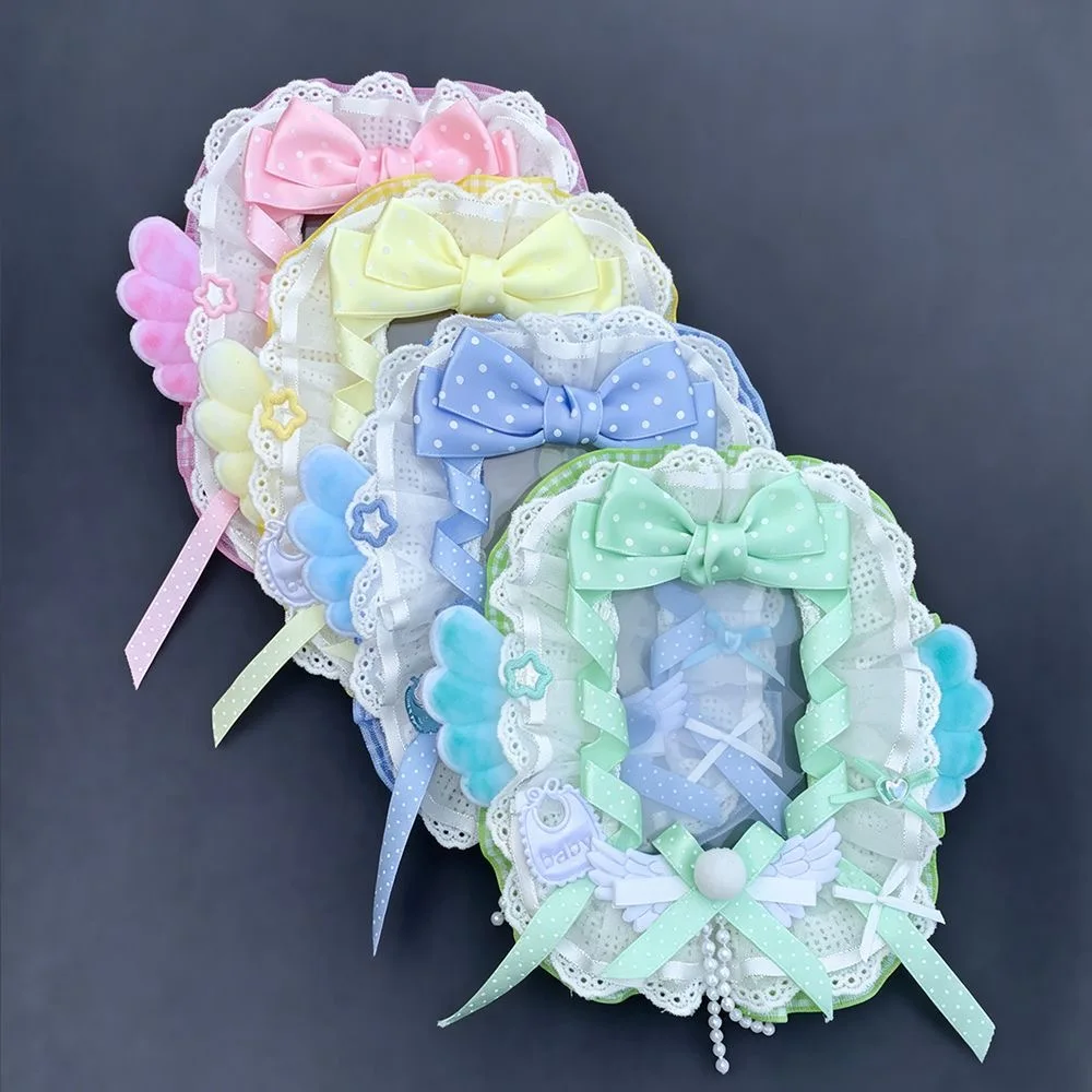 

Sweet Cute Cartoon Wing Card Bag Handmade Photocard Case Idol Display Lace Framed Card Protector DIY Accessories